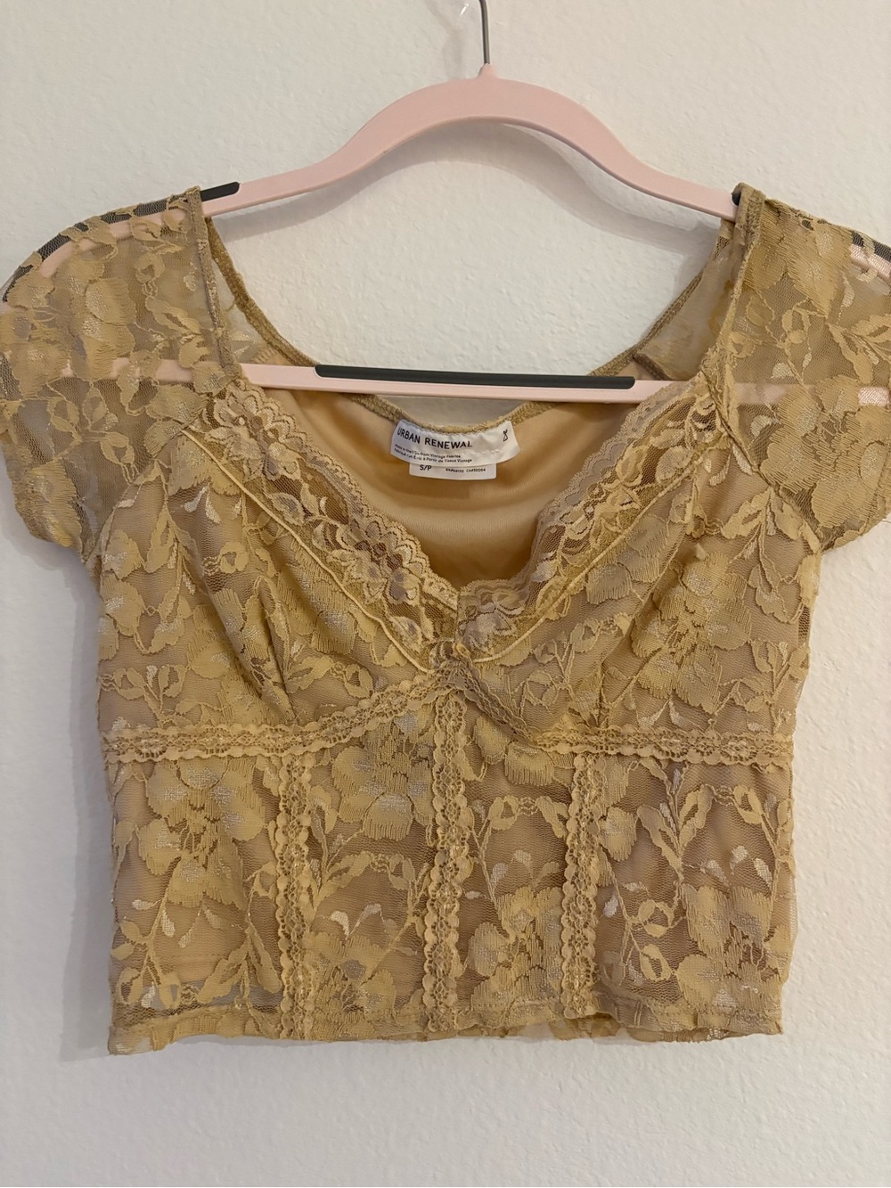 Urban Renewal Lace Crop Top in Yellow Gold